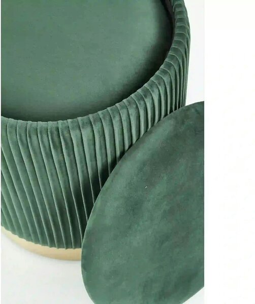 Set 2 tabureti MONTY, stofa catifelata, verde inchis, cu spatiu depozi