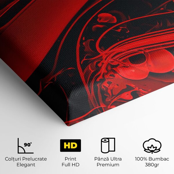 Tablou Canvas, 40x80cm, Dormitor si Living, Abstracte, Abstract cu linii, Smooth Red Color