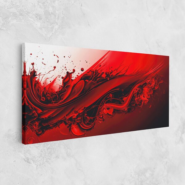 Tablou Canvas, 40x80cm, Dormitor si Living, Abstracte, Abstract cu linii, Smooth Red Color