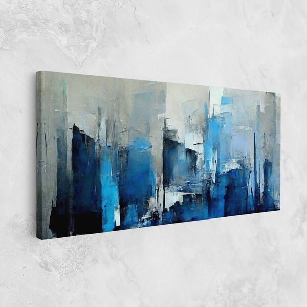 Tablou Canvas, 40x80cm, Dormitor si Living, Abstracte, Arta abstracta, Blue Gray Color