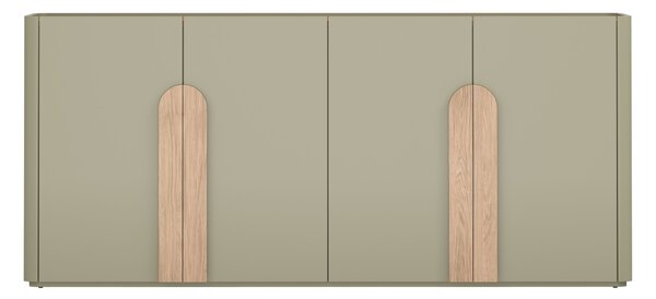 Comodă cu patru uși Amilio 200 cm - eucalipt / stejar baltic dune / mânere stejar natural