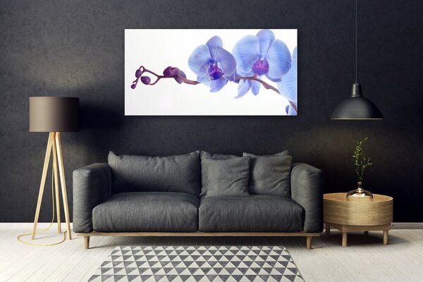 Tablou pe sticla Flori Floral Albastru Violet