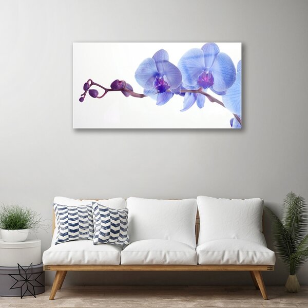 Tablou pe sticla Flori Floral Albastru Violet