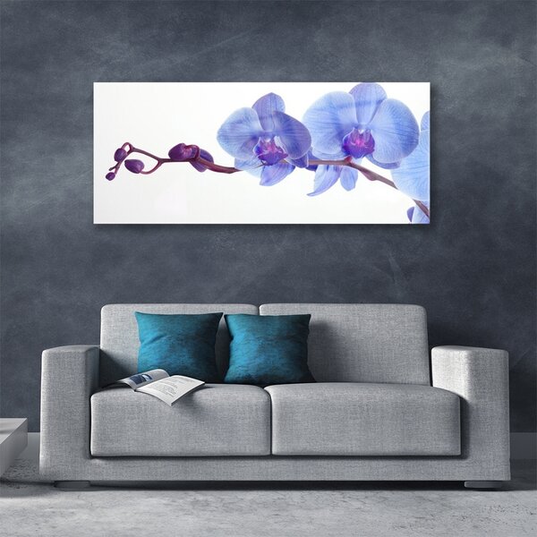 Tablou pe sticla Flori Floral Albastru Violet