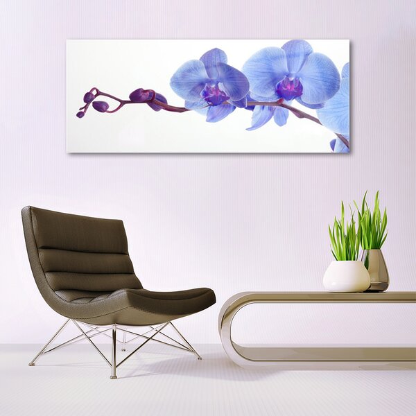 Tablou pe sticla Flori Floral Albastru Violet