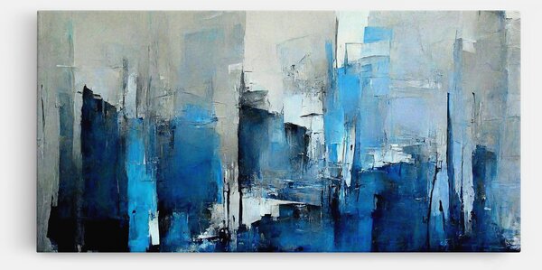 Tablou Canvas, 40x80cm, Dormitor si Living, Abstracte, Arta abstracta, Blue Gray Color