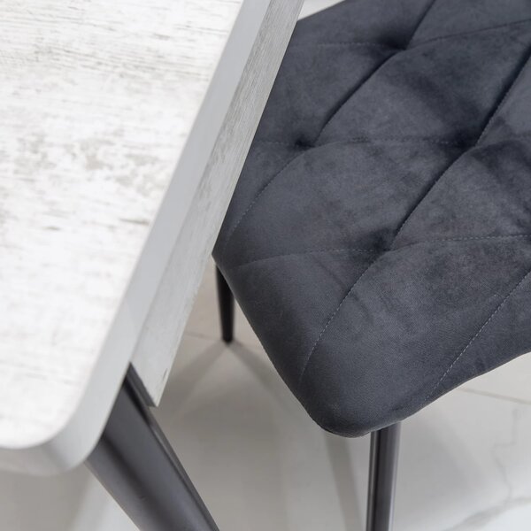 Set masa extensibila Napoli Pin antichizat cu 4 scaune Kobe gri, DENVER, picioare vopsite negru, 130x80x76 cm