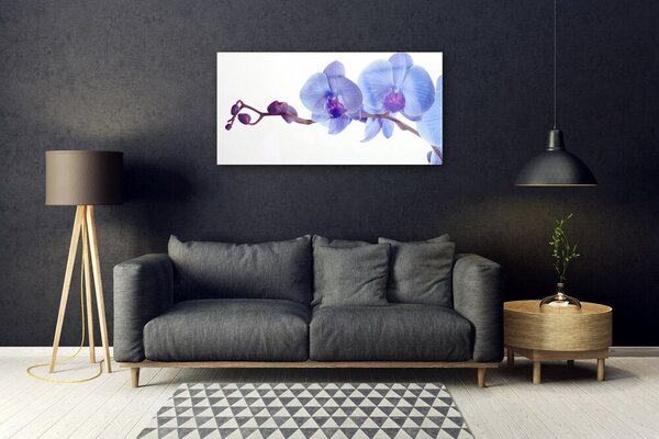 Tablou pe sticla Flori Floral Albastru Violet
