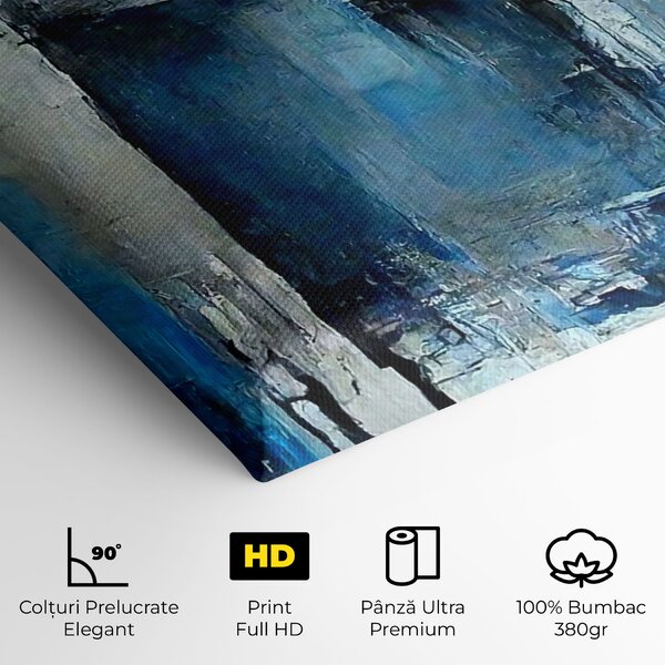 Tablou Canvas, 40x80cm, Dormitor si Living, Abstracte, Arta abstracta, Blue Gray Color