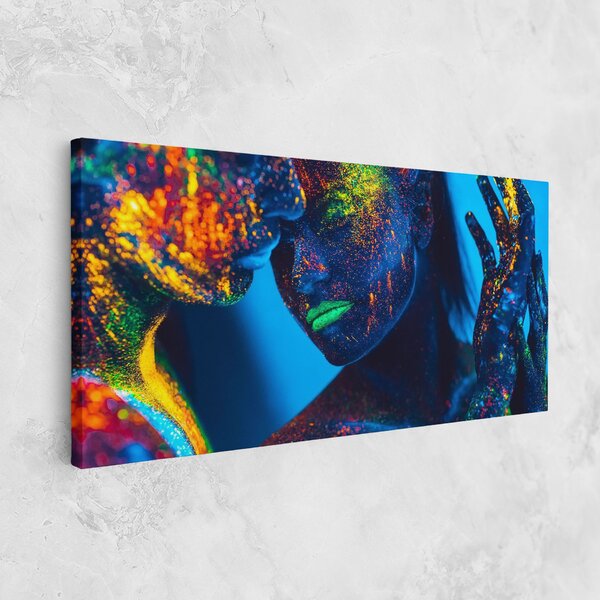 Tablou Canvas, 40x80cm, Dormitor si Living, Abstracte, Culori vibrante, Fluorescent Couple