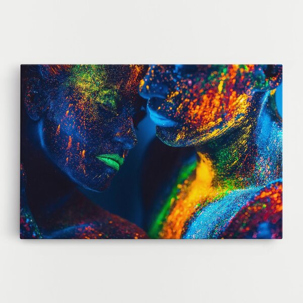 Tablou Canvas, 20x30cm, Dormitor si Living, Abstracte, Culori vibrante, Fluorescent Green Lips