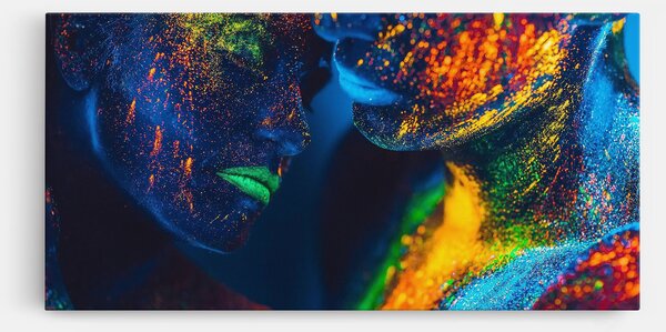 Tablou Canvas, 40x80cm, Dormitor si Living, Abstracte, Culori vibrante, Fluorescent Green Lips