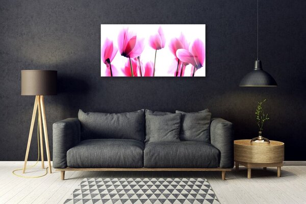 Tablou pe sticla Flori roz Floral