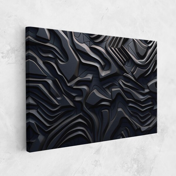 Tablou Canvas, 20x30cm, Dormitor si Living, Abstracte, Iluzii optice, Black 3d Lines