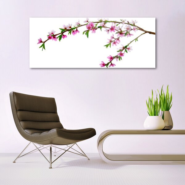 Tablou pe sticla Filiala Flori Natura Roz Violet Verde Maro
