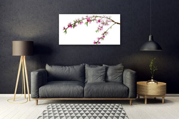 Tablou pe sticla Filiala Flori Natura Roz Violet Verde Maro