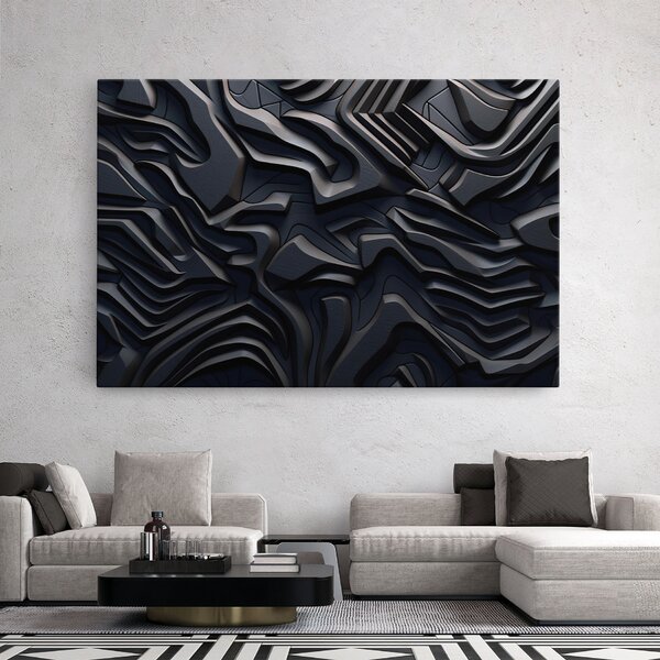 Tablou Canvas, 20x30cm, Dormitor si Living, Abstracte, Iluzii optice, Black 3d Lines