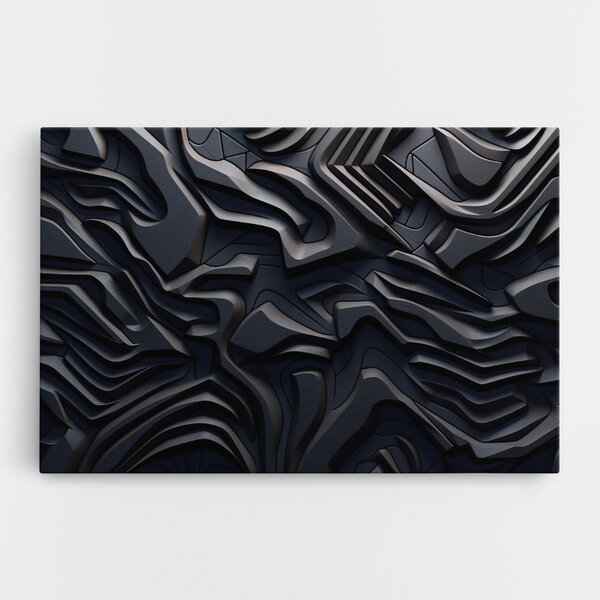 Tablou Canvas, 20x30cm, Dormitor si Living, Abstracte, Iluzii optice, Black 3d Lines