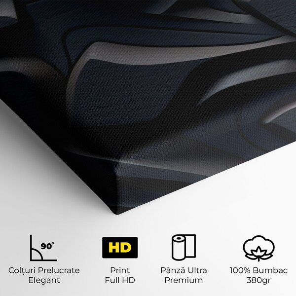 Tablou Canvas, 40x80cm, Dormitor si Living, Abstracte, Iluzii optice, Black 3d Lines