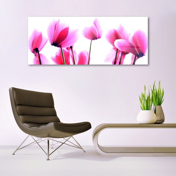 Tablou pe sticla Flori roz Floral