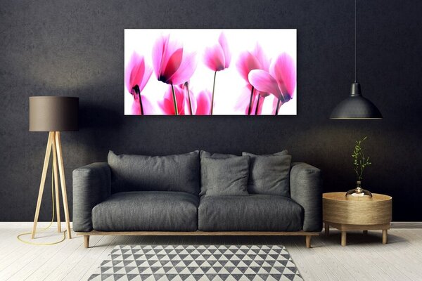 Tablou pe sticla Flori roz Floral