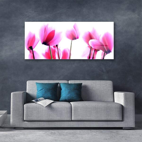 Tablou pe sticla Flori roz Floral