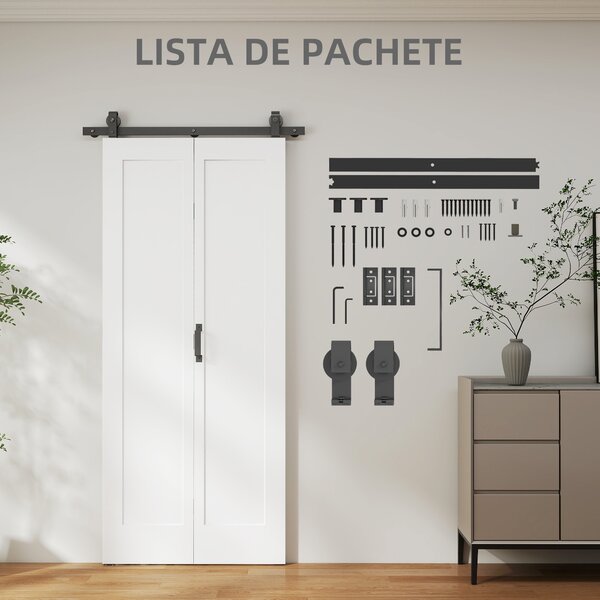 HOMCOM Ușă Pliabilă tip Carte cu Suprafață Vopsibilă 90x210 cm Alb | Aosom Romania