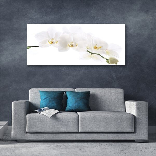 Tablou pe sticla Flori Floral alb