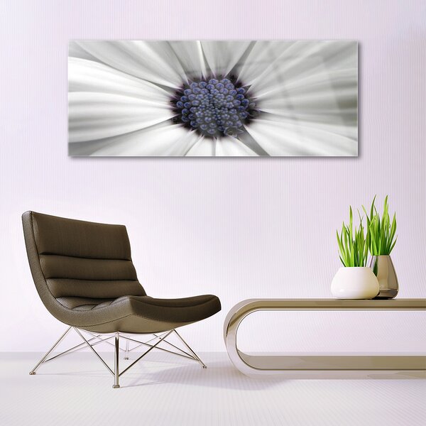 Tablou pe sticla Flower Floral Alb Gri Violet