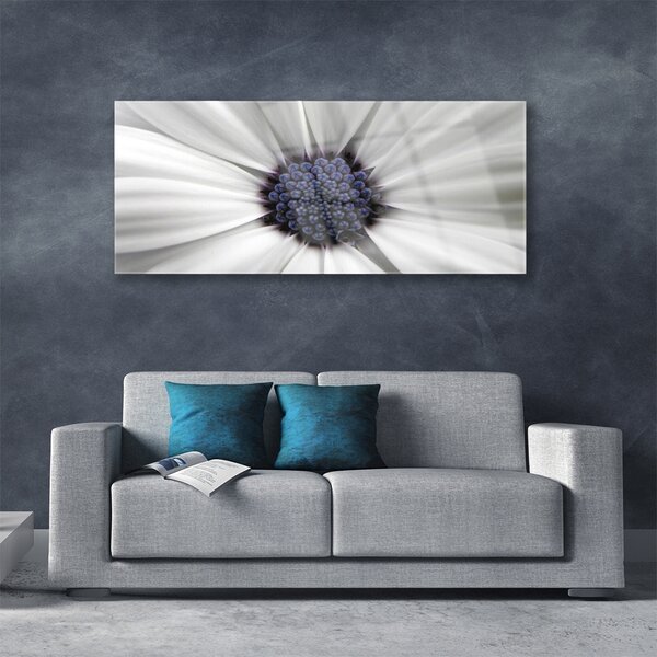 Tablou pe sticla Flower Floral Alb Gri Violet