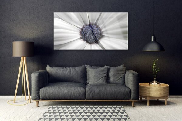 Tablou pe sticla Flower Floral Alb Gri Violet