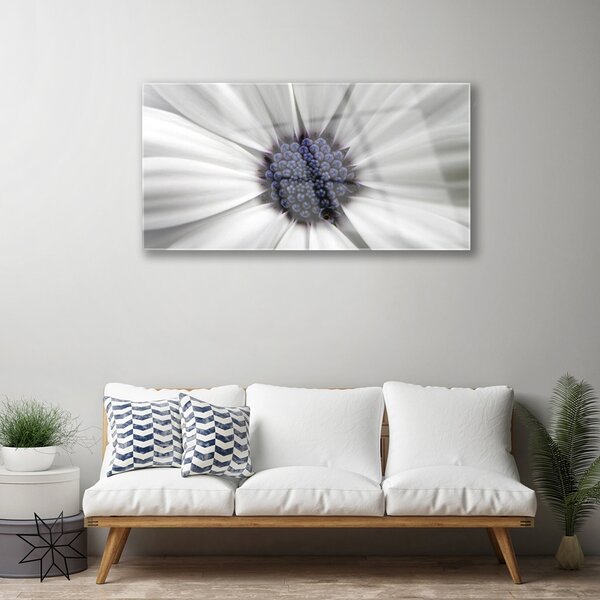Tablou pe sticla Flower Floral Alb Gri Violet