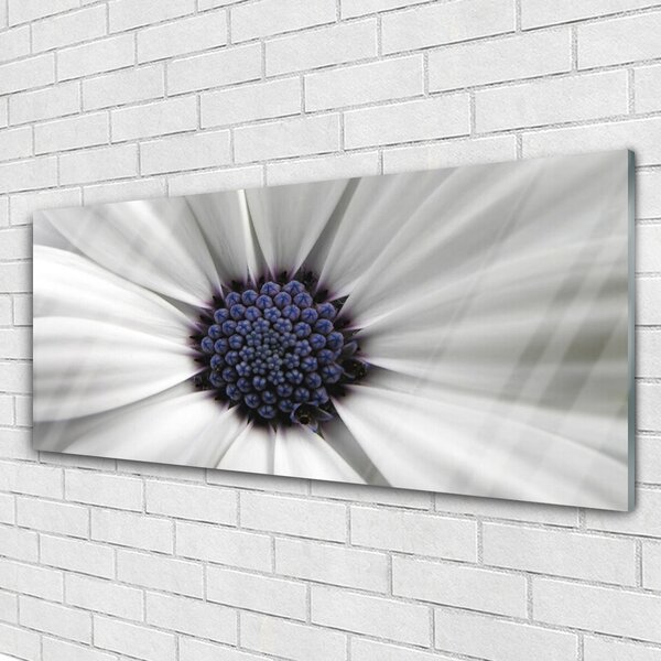 Tablou pe sticla Flower Floral Alb Gri Violet