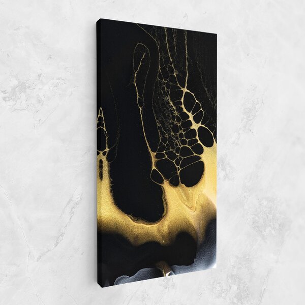 Tablou Canvas, 40x80cm, Dormitor si Living, Abstracte, Marble, Black Golden Marble