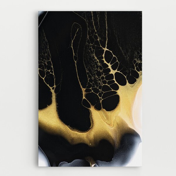 Tablou Canvas, 20x30cm, Dormitor si Living, Abstracte, Marble, Black Golden Marble