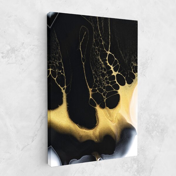 Tablou Canvas, 20x30cm, Dormitor si Living, Abstracte, Marble, Black Golden Marble