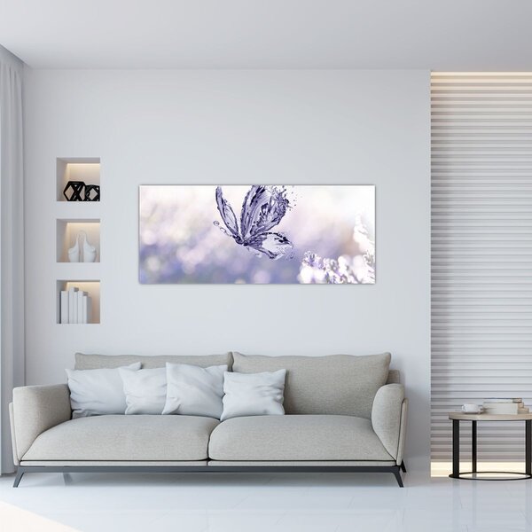 Tablou - Fluture și lavandă (120x50 cm)