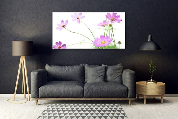 Tablou pe sticla Flori Floral Roz Verde