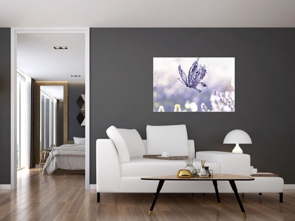 Tablou - Fluture și lavandă (90x60 cm)
