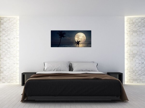 Tablou - Plajă cu lună plină (120x50 cm)