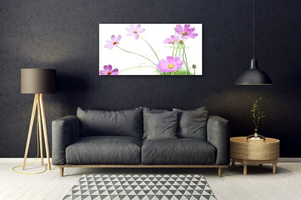 Tablou pe sticla Flori Floral Roz Verde