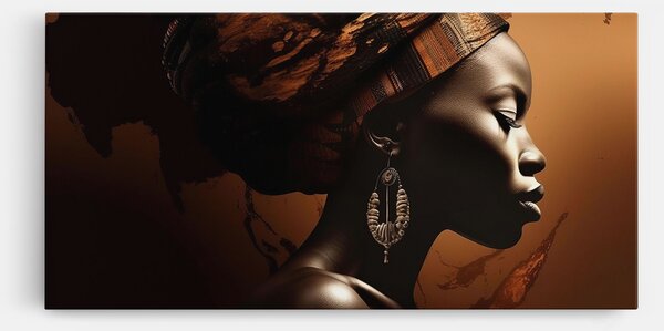 Tablou Canvas, 40x80cm, Dormitor si Living, Femei, Femei africane, Interesting African Earrings