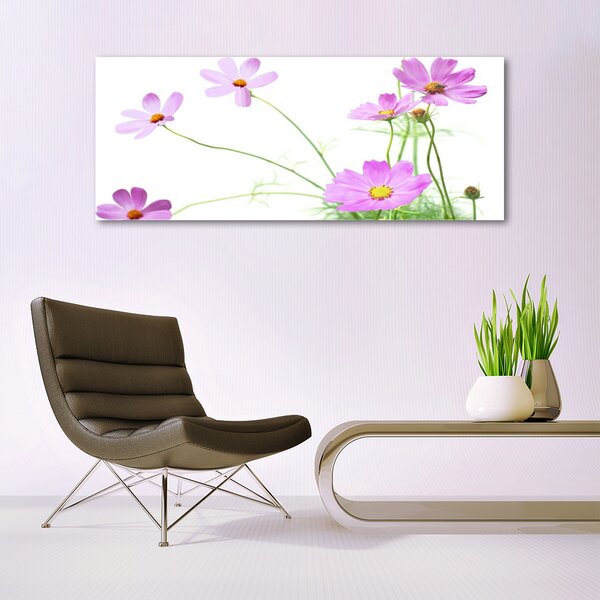 Tablou pe sticla Flori Floral Roz Verde