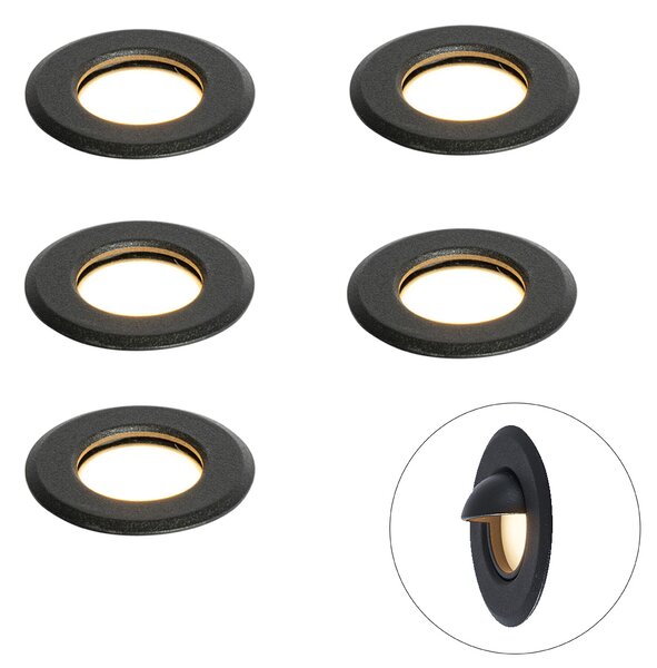 Set de 5 spoturi încastrate moderne negre, inclusiv LED IP67 - Linsey