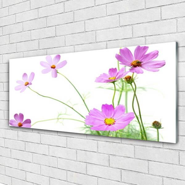 Tablou pe sticla Flori Floral Roz Verde