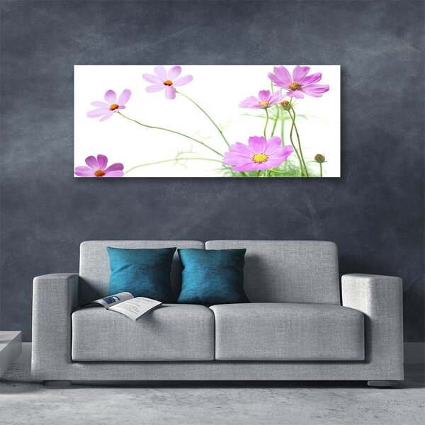 Tablou pe sticla Flori Floral Roz Verde