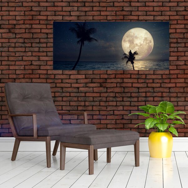 Tablou - Plajă cu lună plină (120x50 cm)