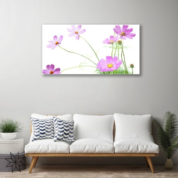 Tablou pe sticla Flori Floral Roz Verde