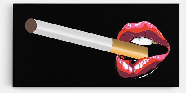 Tablou Canvas, 40x80cm, Dormitor si Living, Femei, Lips, Lips Smoking