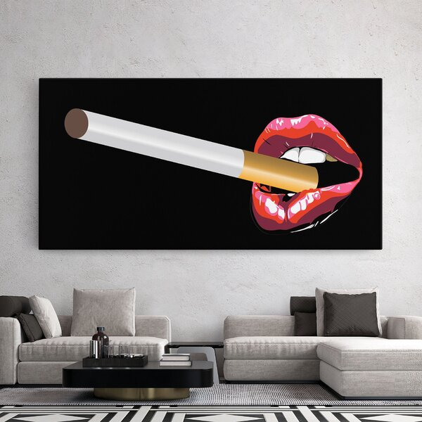 Tablou Canvas, 40x80cm, Dormitor si Living, Femei, Lips, Lips Smoking